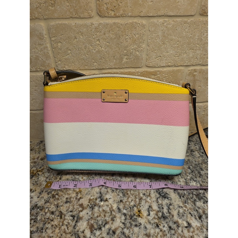 KATE SPADE Dune Striped Millie Grove Street Crossbody Bag Leather Multicolor EUC